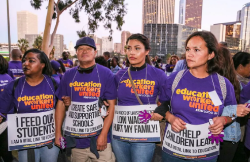 SEIU workers at a protest